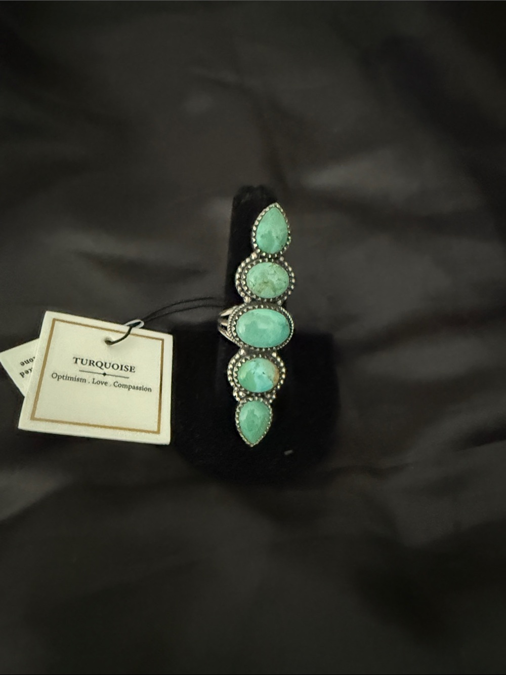 Genuine Gemstone Turquoise Multi-Stone Statement Ring Sterling Silver-Plated